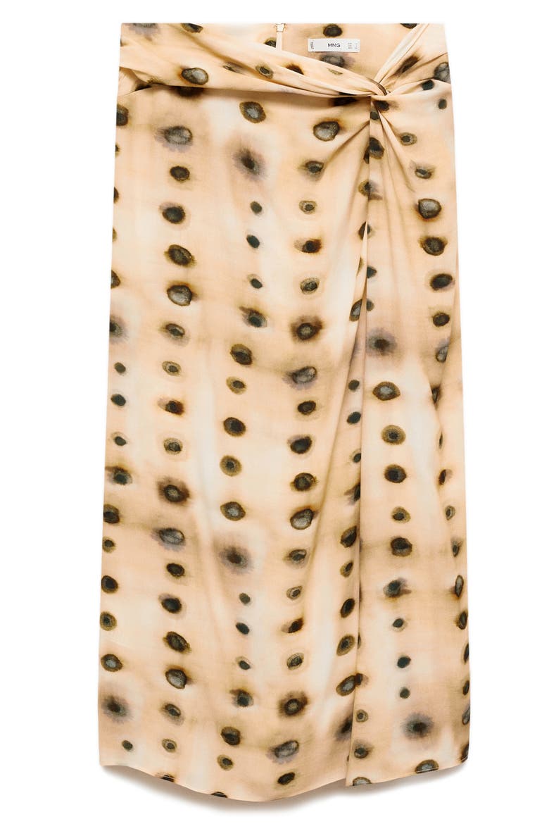 Dot Print Knot Midi Skirt, Main, color, BEIGE