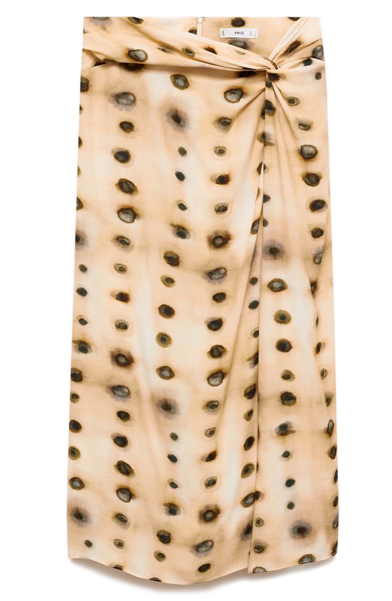 MANGO Dot Print Knot Midi Skirt, Main, color,
