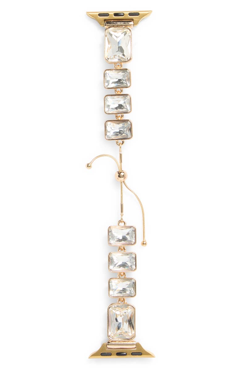 NORDSTROM RACK Large Crystal Smartwatch Band, Main, color, Clear- Gold