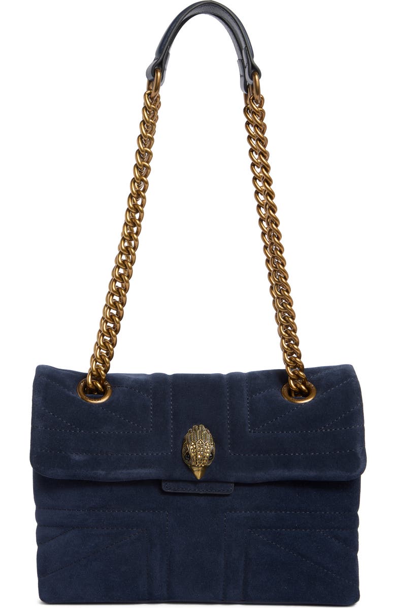 Kurt Geiger London Large Kensington Quilted Suede & Leather Shoulder Bag, Main, color,