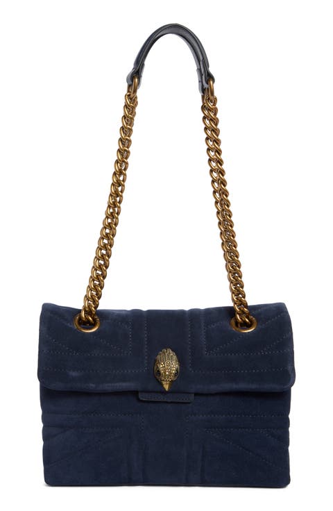 Large Kensington Quilted Suede & Leather Shoulder Bag