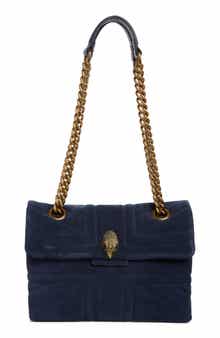 Kurt Geiger London Large Kensington Quilted Suede & Leather Shoulder Bag