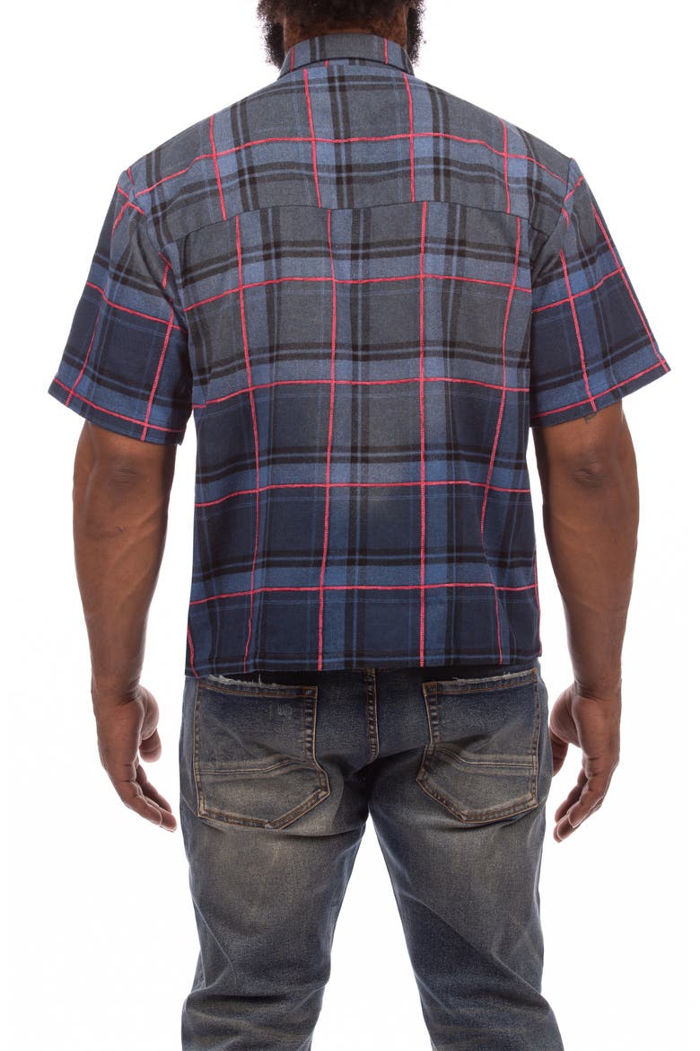 Snow Cone Plaid Short Sleeve Button-Up Shirt, Alternate, color, SURF THE WEB
