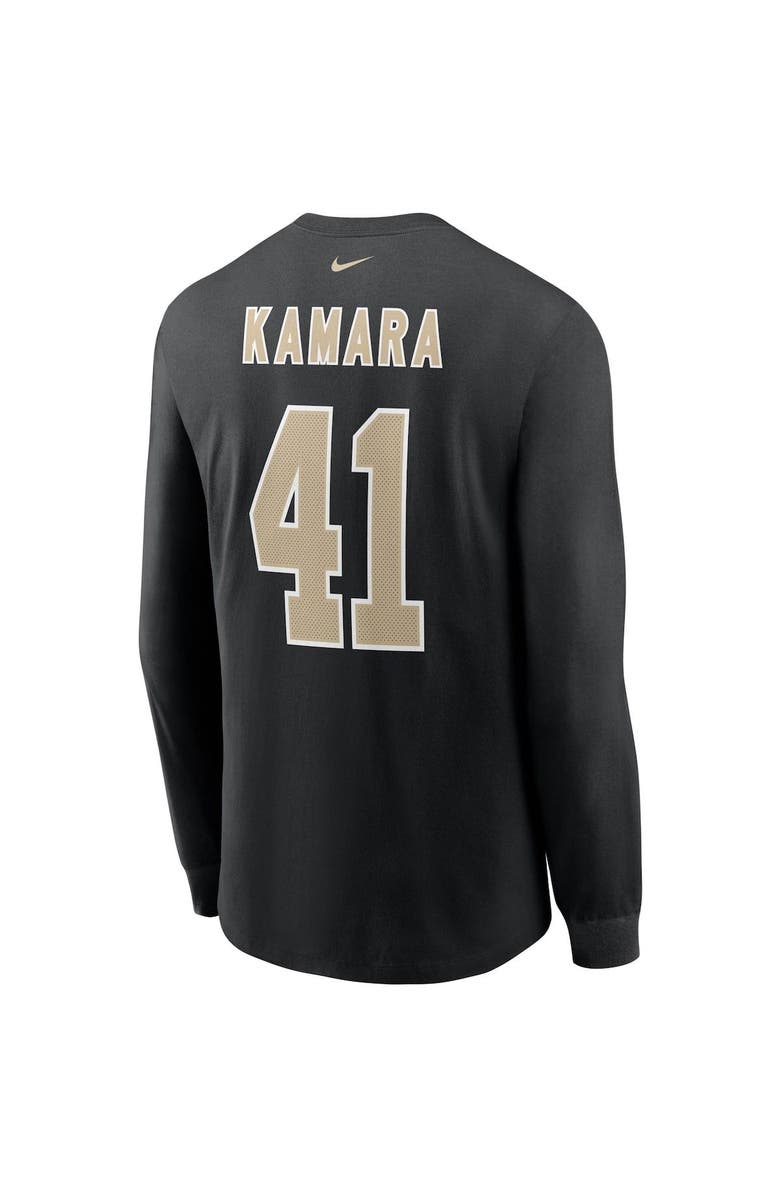 Nike Men's Nike Alvin Kamara Black New Orleans Saints Player Name & Number Long Sleeve T-Shirt, Alternate, color,