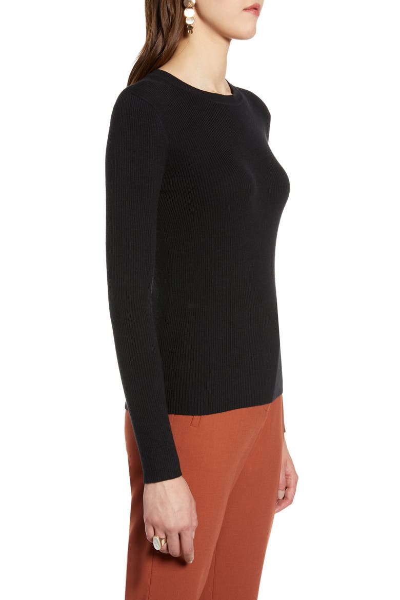 Ribbed Sweater, Alternate, color, BLACK