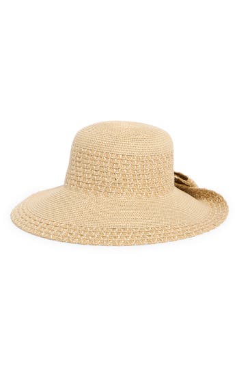 Nine West Bow Flip Up Floppy Straw Sunhat
