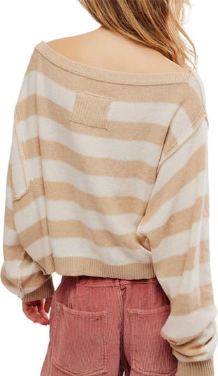 Into the Blue Stripe Crop Sweater