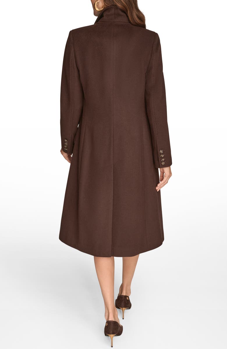Donna Karan New York Tailored Double Breasted Wool Blend Coat, Alternate, color, Chocolate Plum