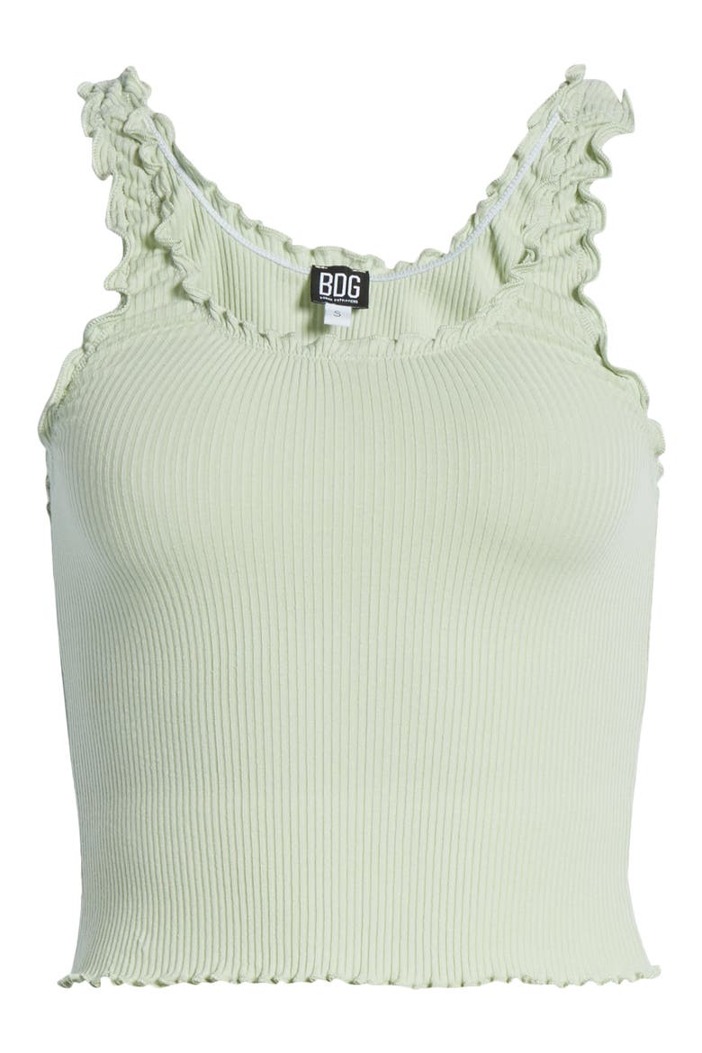 Lettuce Edge Ribbed Camisole, Alternate, color, GREEN