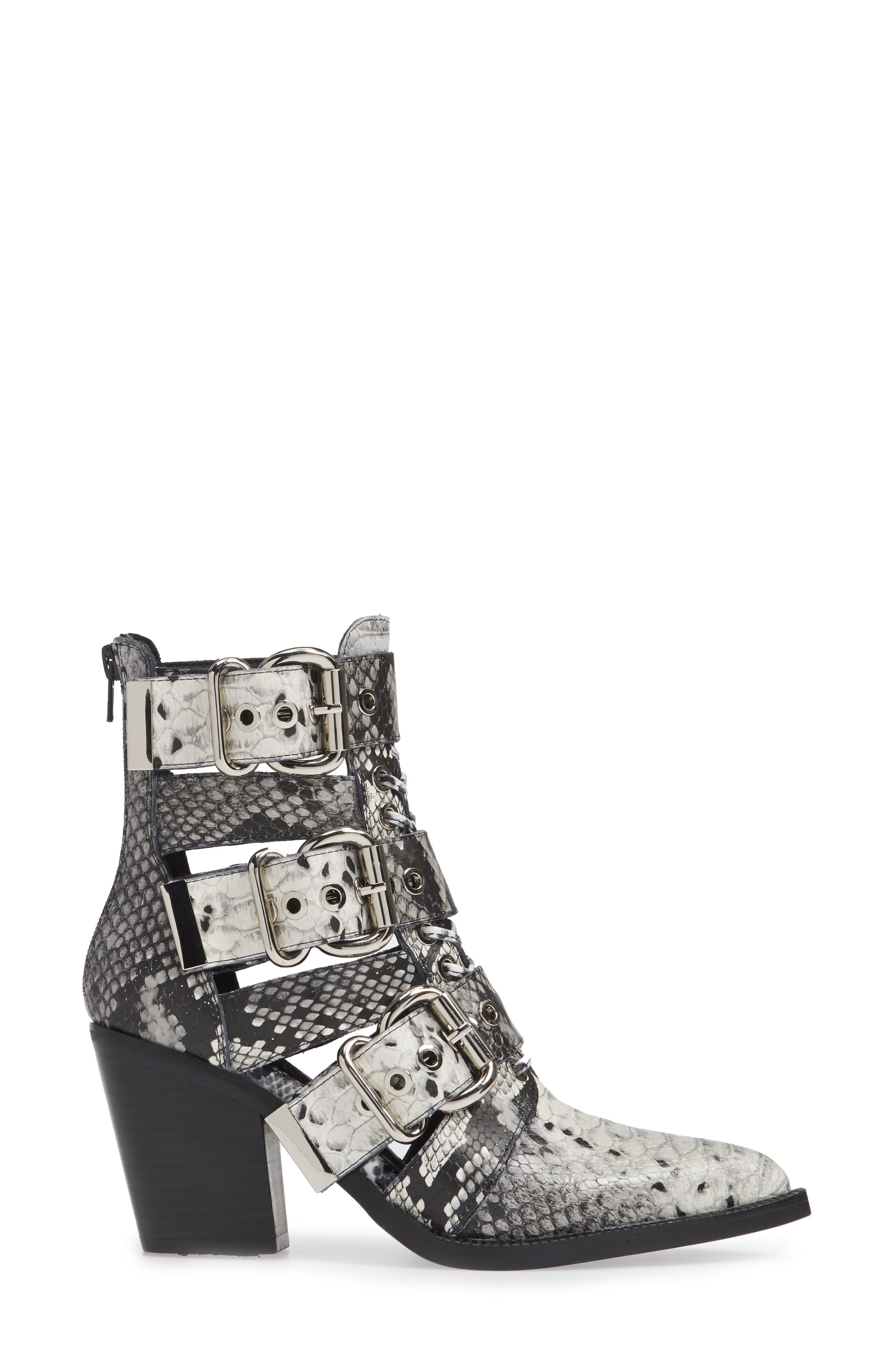 Caceres Bootie, Alternate, color, BLACK WHITE SNAKE PRINT