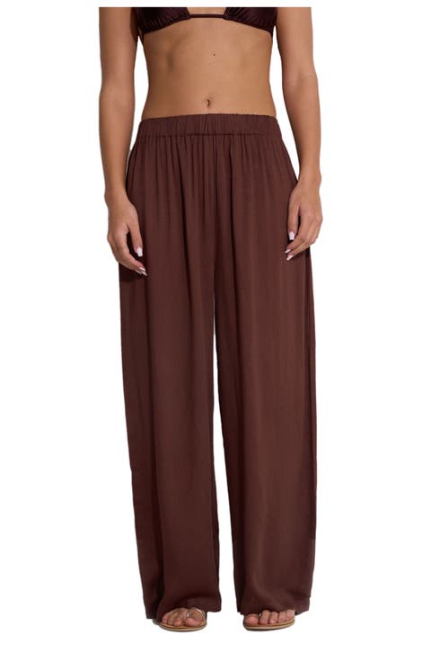 Satin Shore High Waist Beach Pant Cover-Up