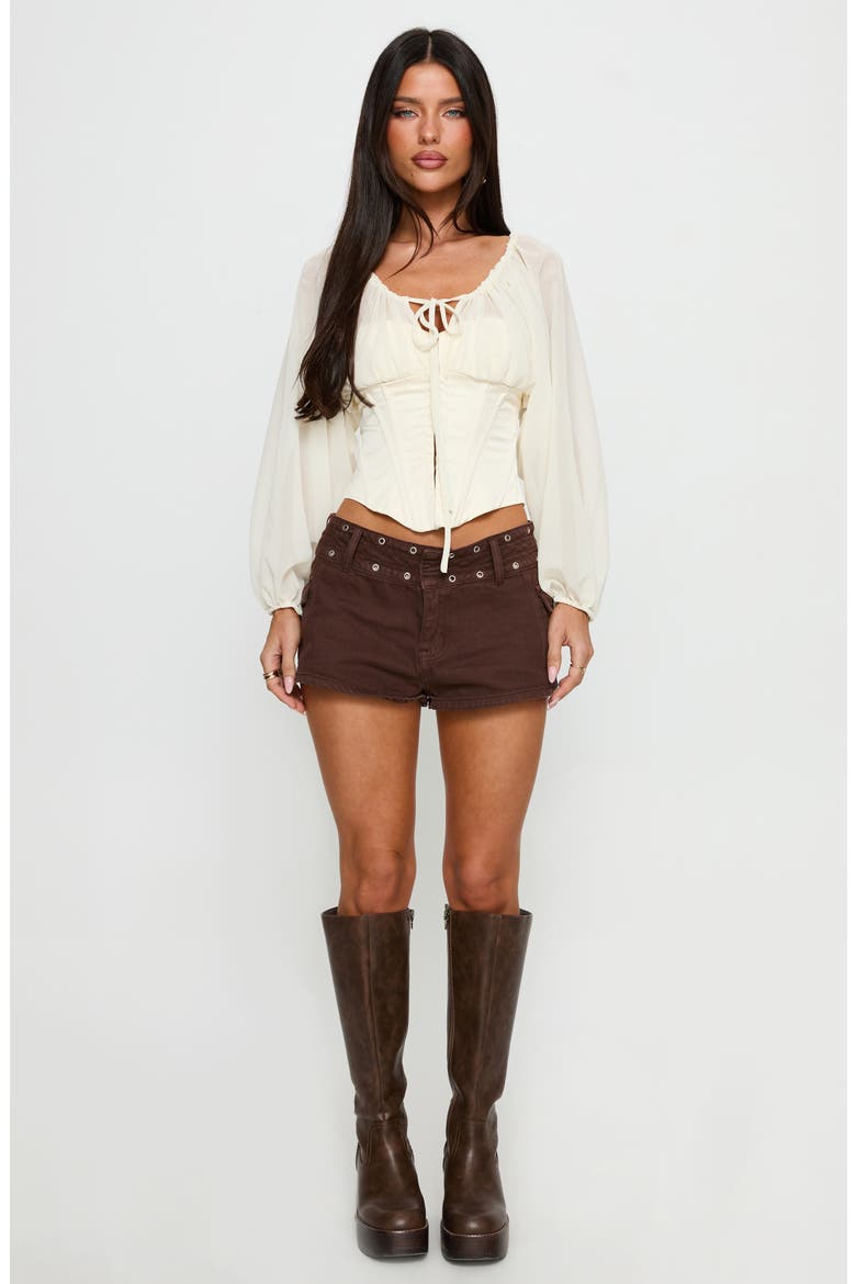 Blouson Sleeve Corset Top, Alternate, color, WHITE