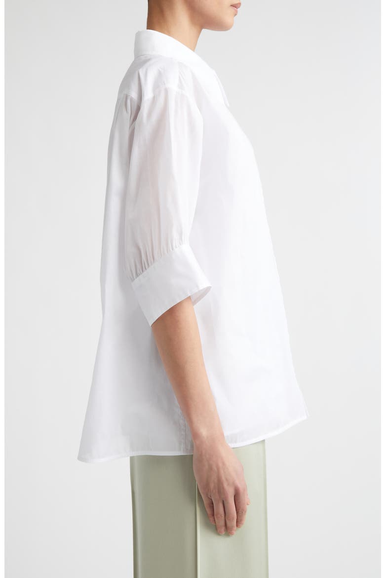 Boxy Puff Sleeve Cotton Poplin Button-Up Shirt, Alternate, color, OPTIC WHITE