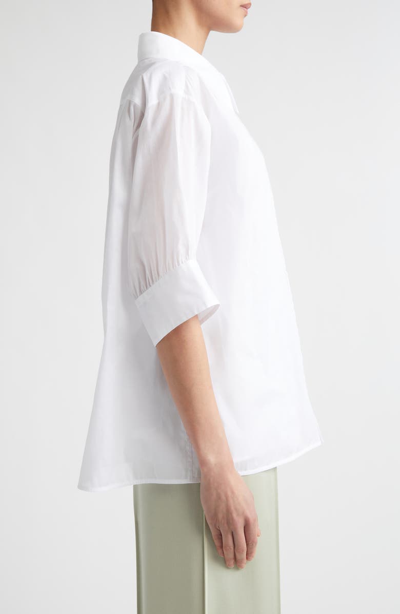 Jil Sander Boxy Puff Sleeve Cotton Poplin Button-Up Shirt, Alternate, color, Optic White
