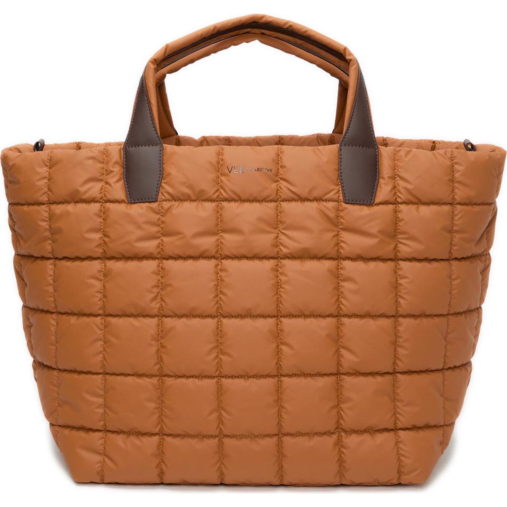 Veecollective Porter Basque Quilted Tote In Cognac