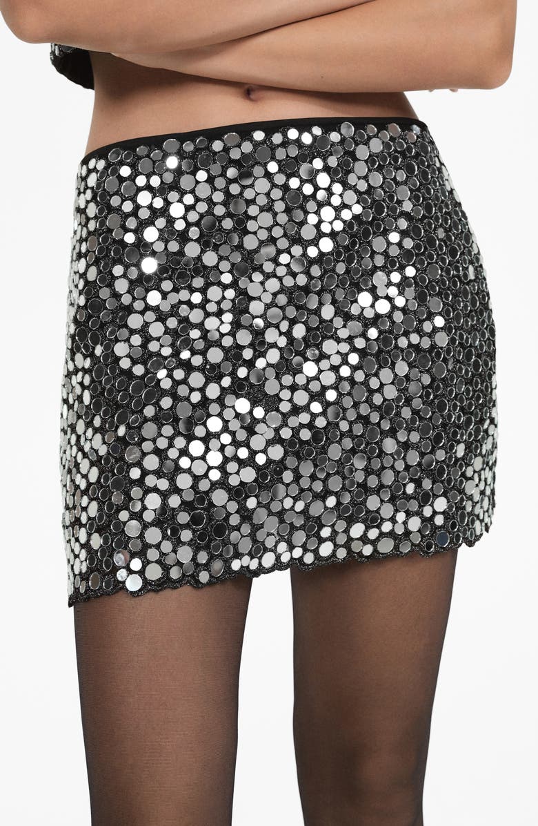 MANGO Sequin Miniskirt, Main, color, 