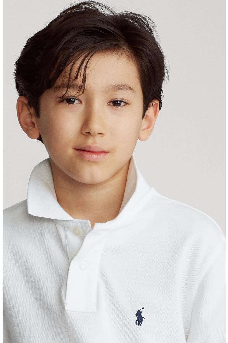Kids' Solid Cotton Piqué Knit Polo, Alternate, color, WHITE