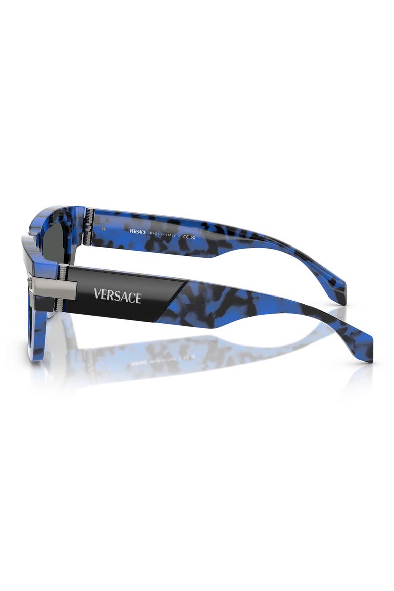 55mm Plaque Rectangular Sunglasses, Alternate, color, HAVANA BLUE