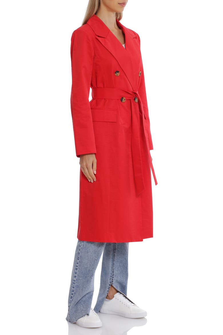 Longline Cotton Blend Trench Coat, Alternate, color, CHERRY