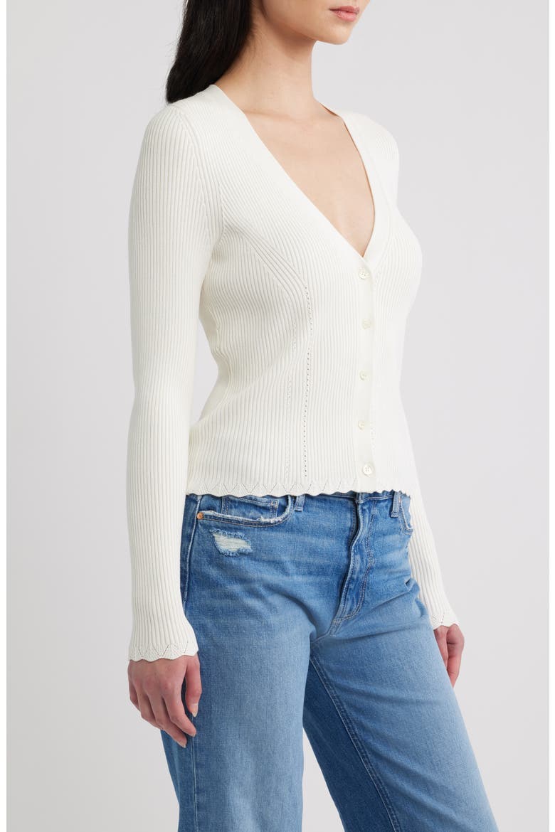 Eyelet Detail Rib Cardigan, Alternate, color, WHITE