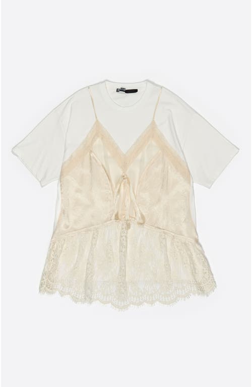 Bimba Y Lola Layer Lace T-shirt Top In Animal Print