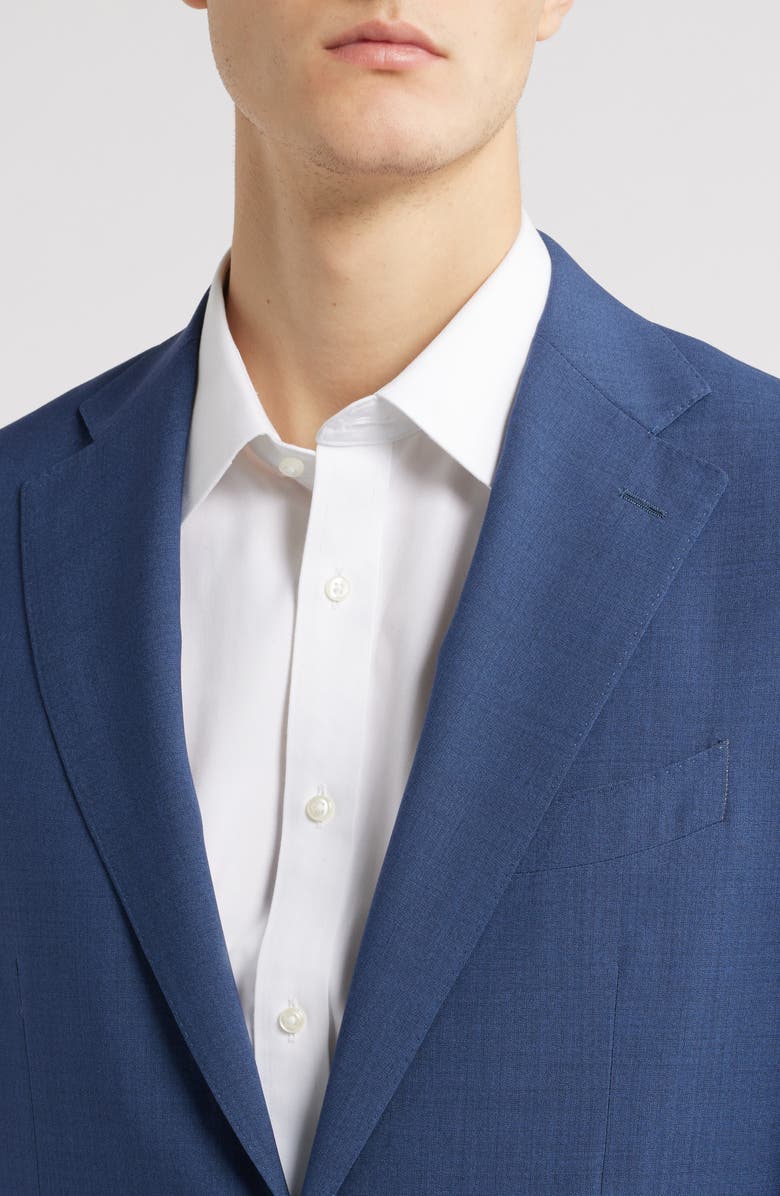 Canali Capri Trim Fit Solid Blue Impeccabile Super 130s Wool Suit, Alternate, color, Med Blue