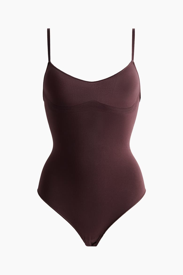 Seamless Light Shape Thong Body, Alternate, color, Dark brown