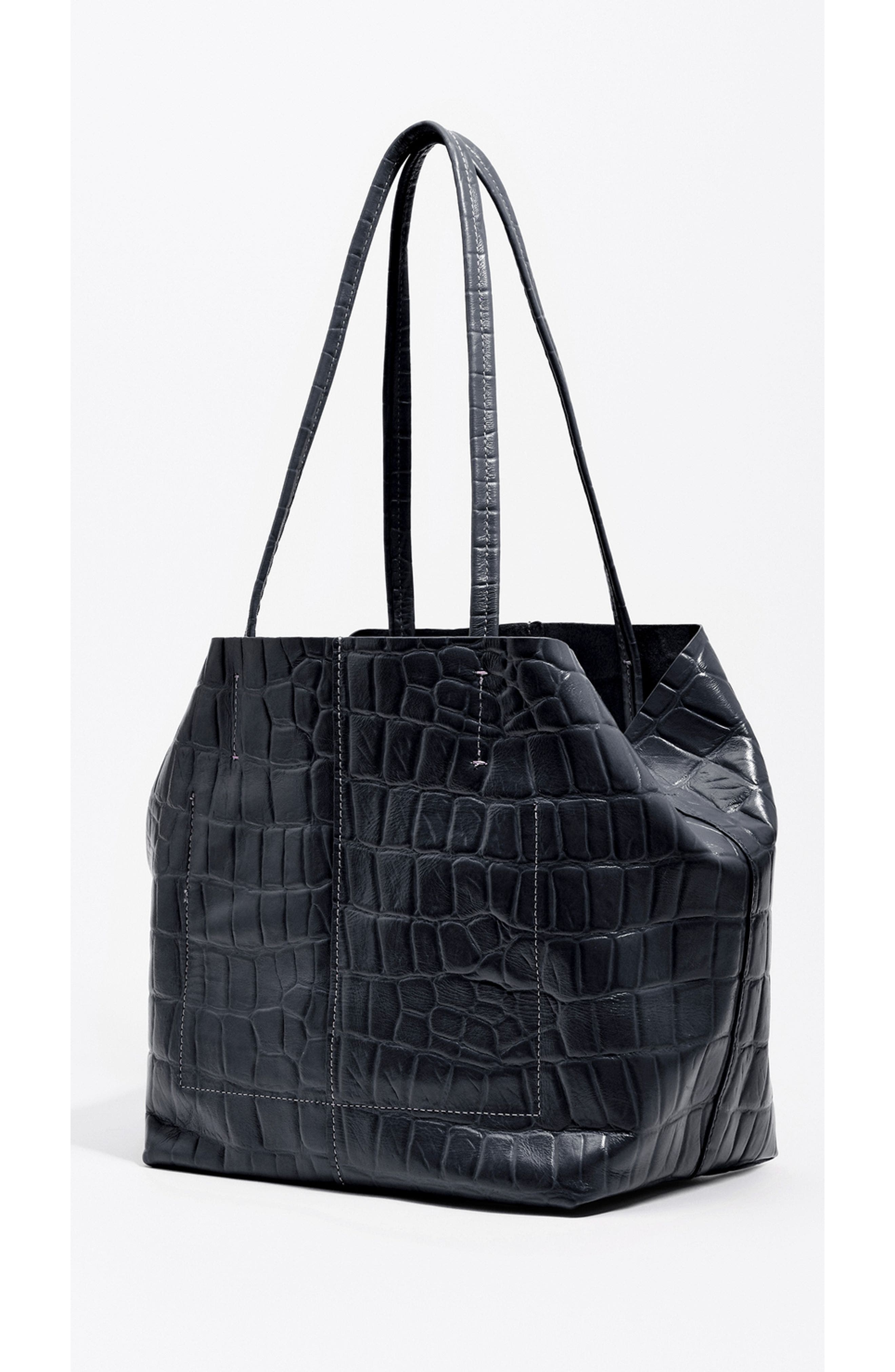 Bimba y Lola Medium Leather Shopper Bag, Alternate, color, Petrol Blue