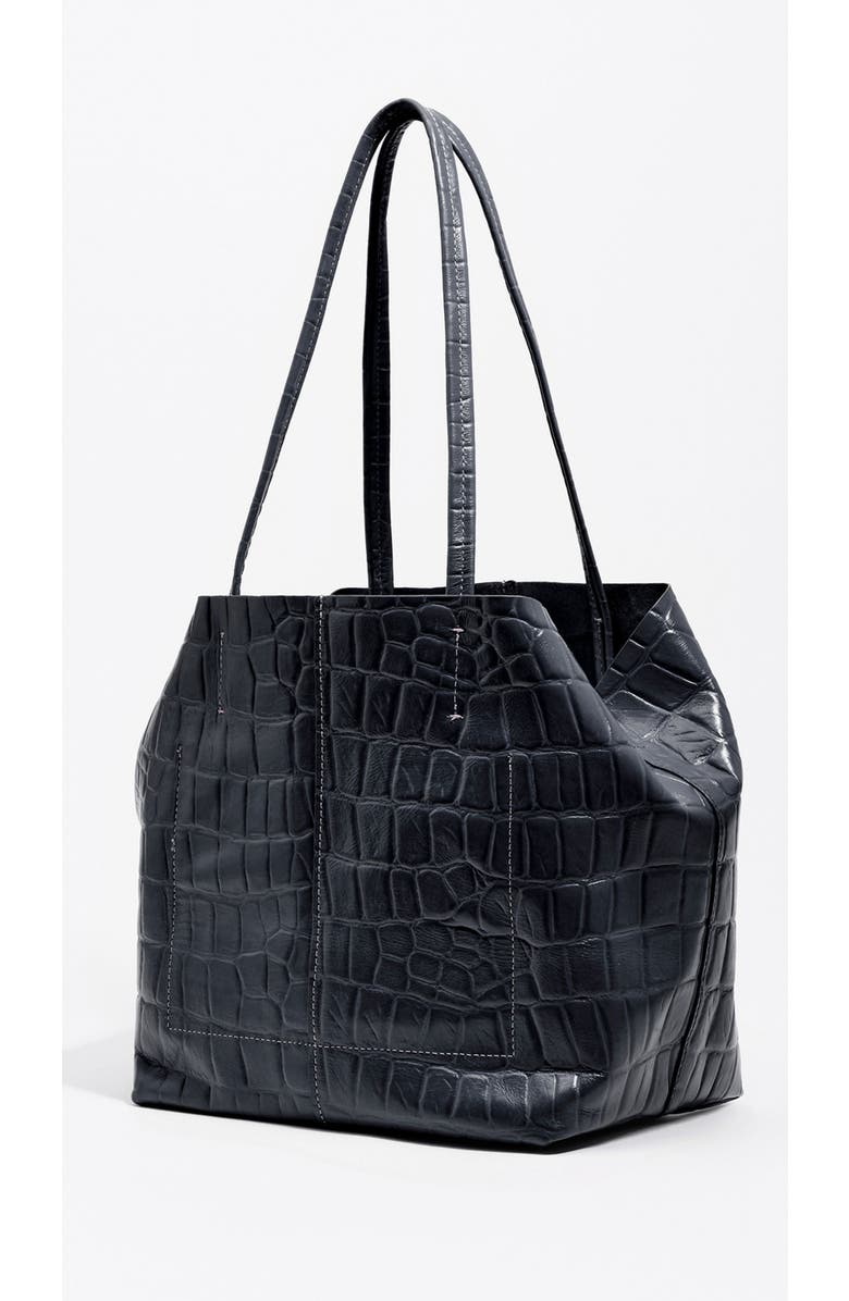 Bimba y Lola Medium Leather Shopper Bag, Alternate, color, Petrol Blue