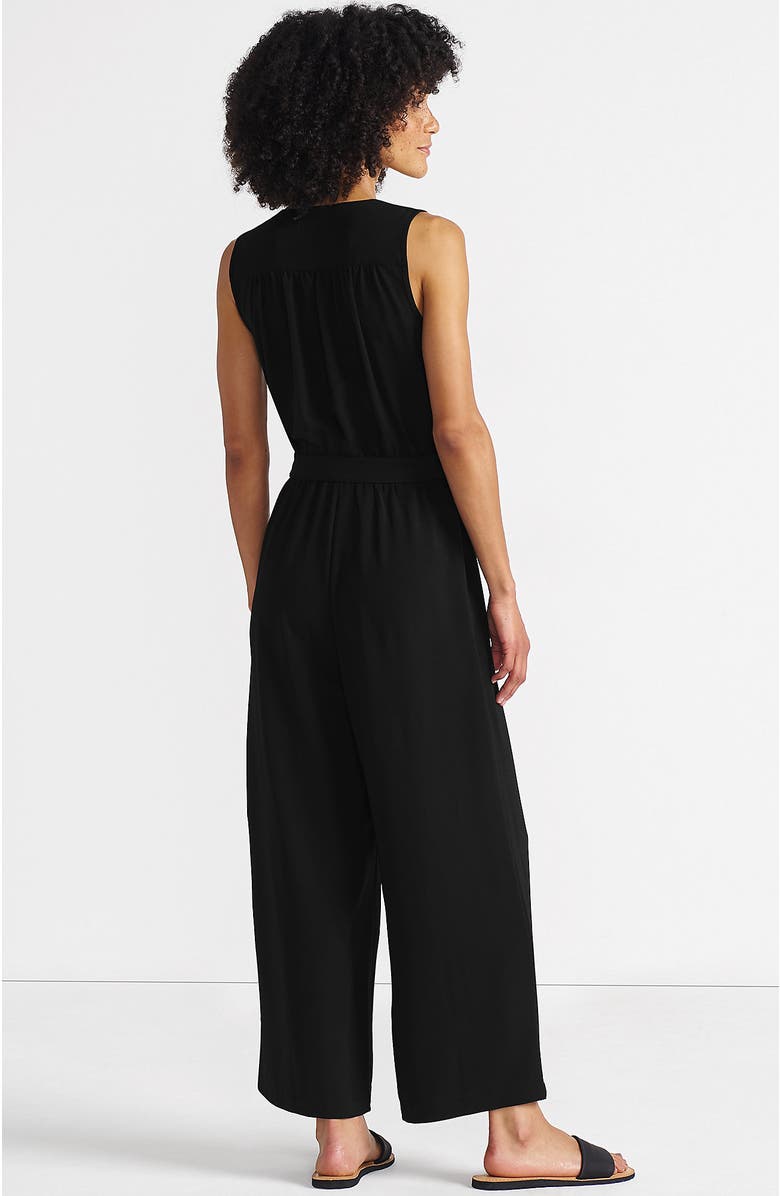 Lands' End Sleeveless Creaseless Wrap Jumpsuit, Alternate, color, 