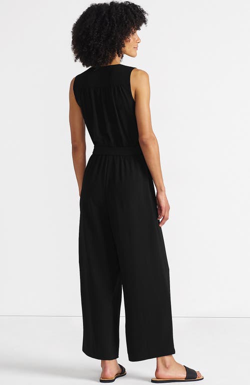 LANDS' END LANDS' END SLEEVELESS CREASELESS WRAP JUMPSUIT