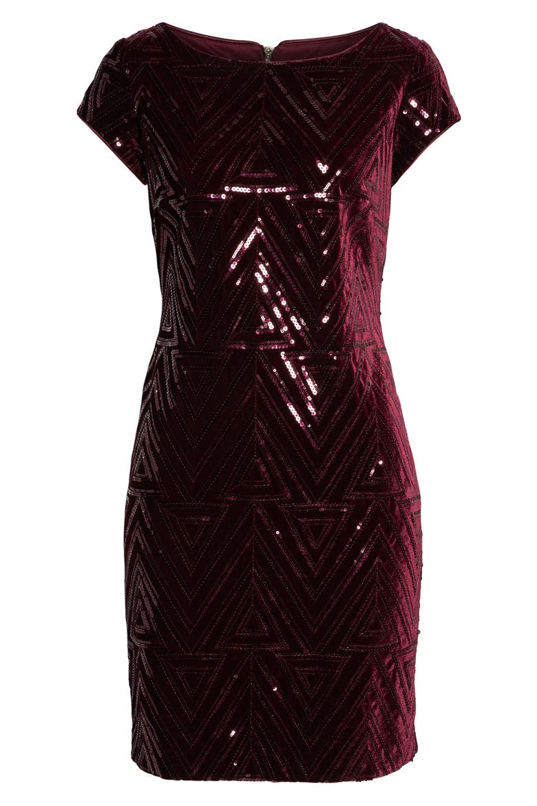 Sequin Sheath Dress, Alternate, color, MAROON