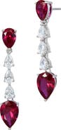 SAVVY CIE JEWELS Pear Cut Cubic Zirconia Linear Drop Earrings