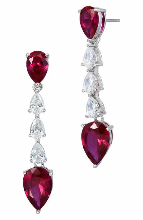 SAVVY CIE JEWELS Pear Cut Cubic Zirconia Linear Drop Earrings