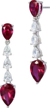 SAVVY CIE JEWELS Pear Cut Cubic Zirconia Linear Drop Earrings