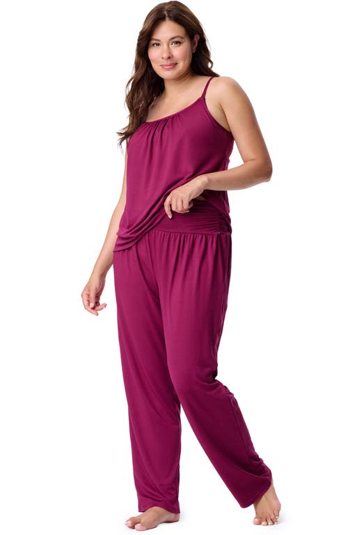 Motherhood Maternity Maternity Sleeveless Swing Nursing Cami With Foldover Waistband Pant Sleep Set In Brown