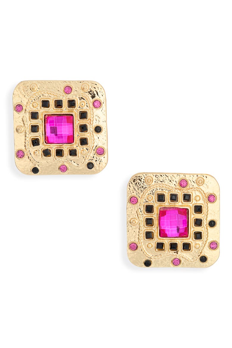 Statement Square Stud Earrings, Main, color, GOLD