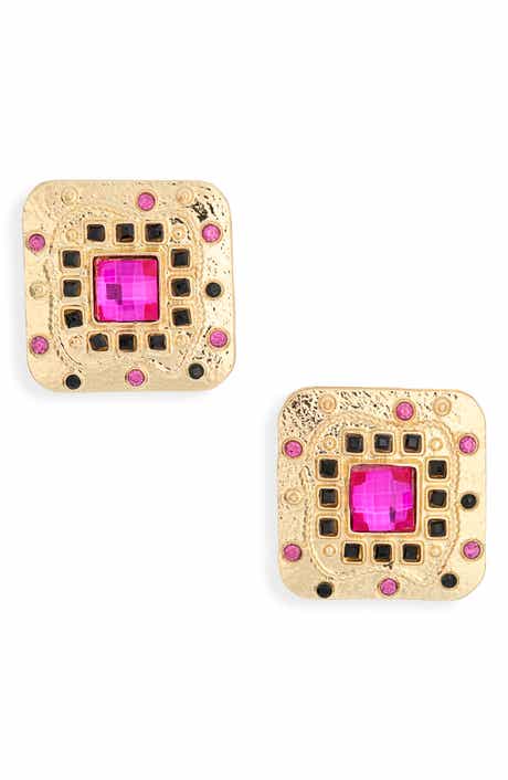 Statement Square Stud Earrings