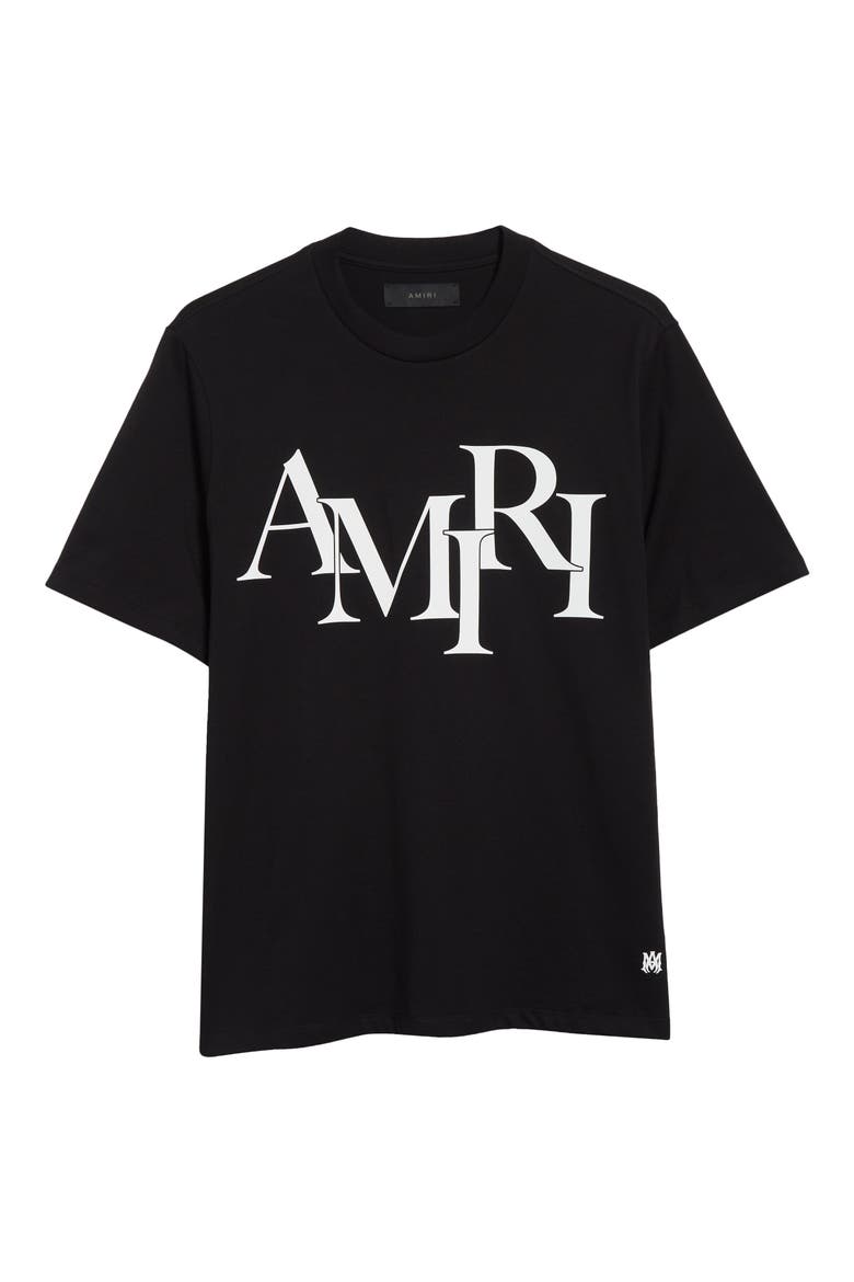 Staggered Logo Cotton Graphic T-Shirt, Alternate, color, BLACK