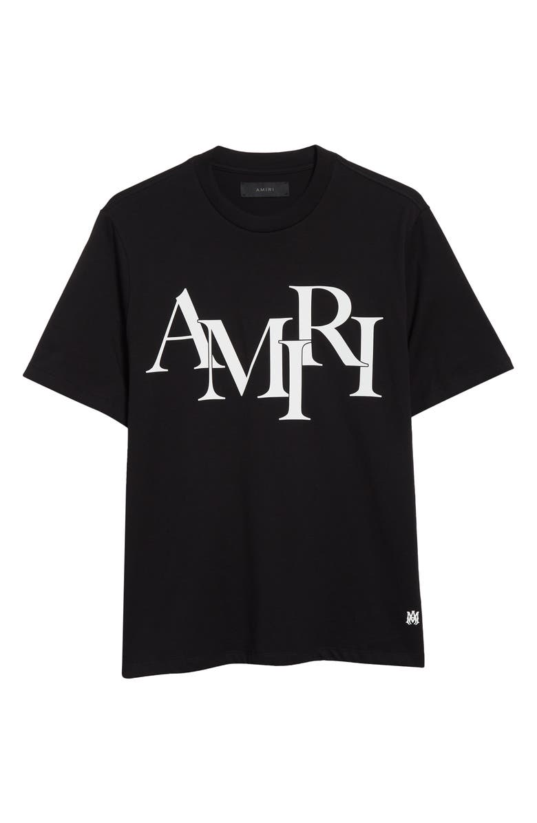 AMIRI Staggered Logo Cotton Graphic T-Shirt, Alternate, color, Black
