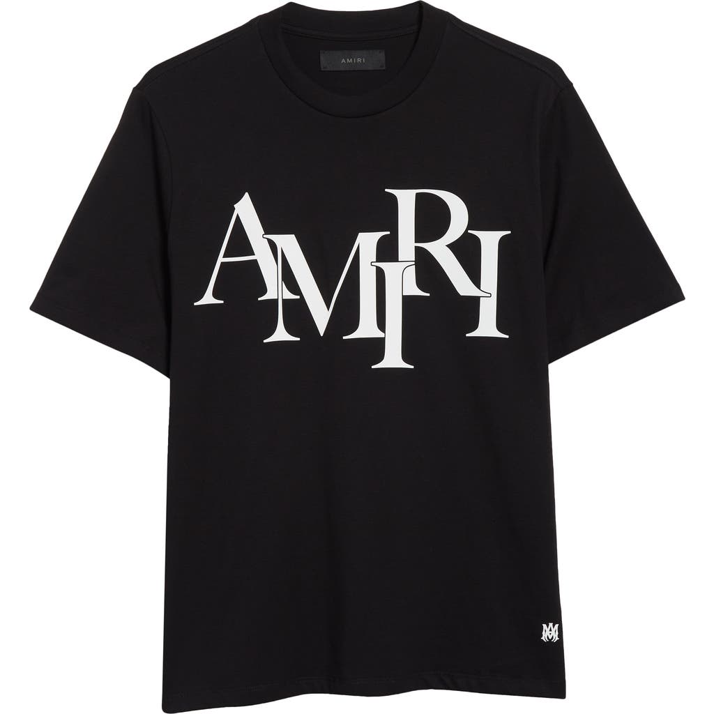 Amiri Cotton Staggered Logo T-shirt Men In Black