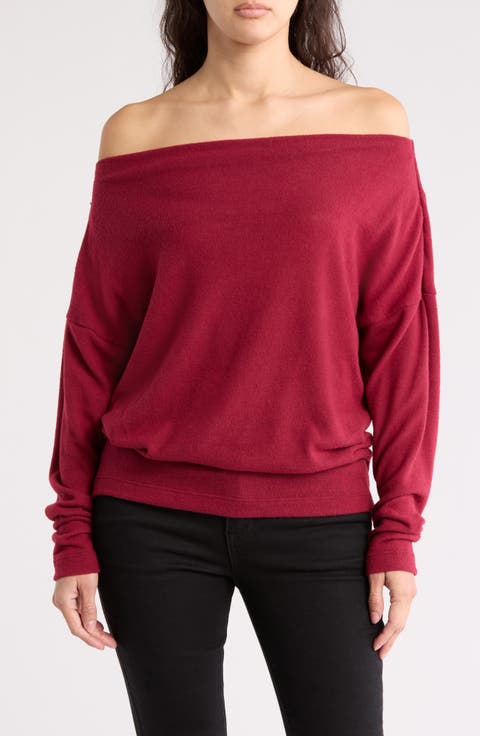 Brushed Knit Boat Neck Top