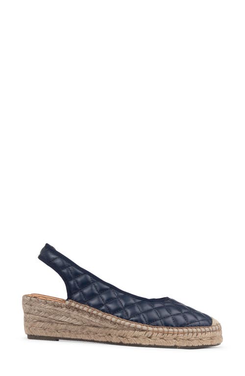 Patricia Green Valencia Slingback Wedge Espadrille In Navy Quilted Leather