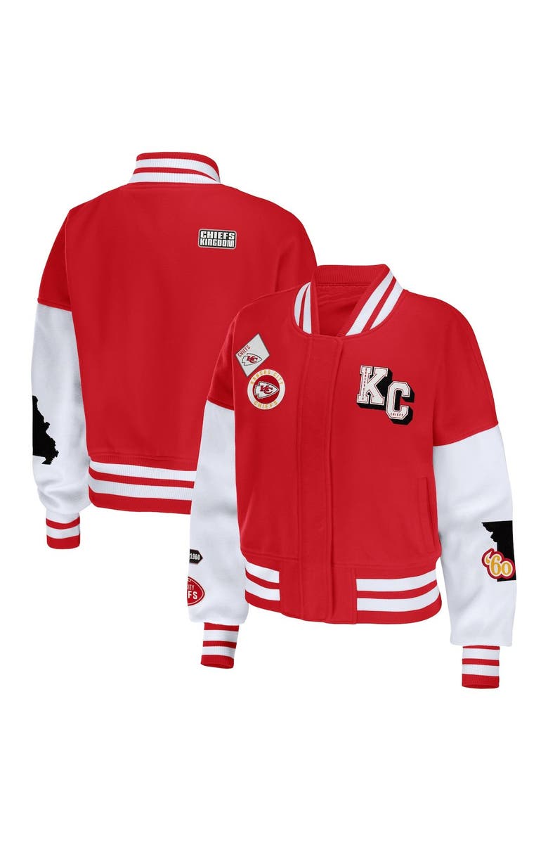 WEAR by Erin Andrews Women's WEAR by Erin Andrews Red/White Kansas City Chiefs Full-Zip Varsity Jacket, Main, color,