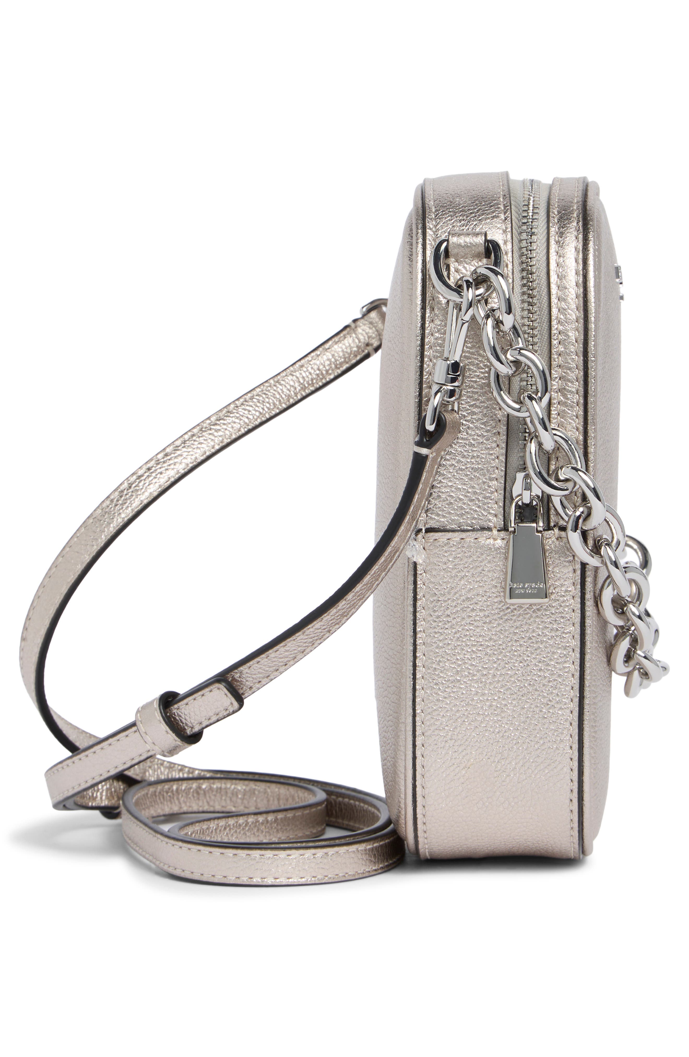 leather chain phone crossbody bag, Alternate, color, SILVER