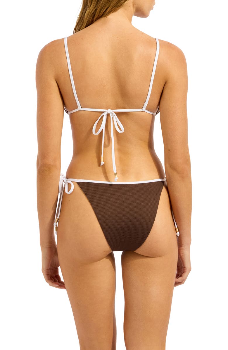 Seafolly Rio Side Tie Bikini Bottoms, Alternate, color, Dark Chocolate