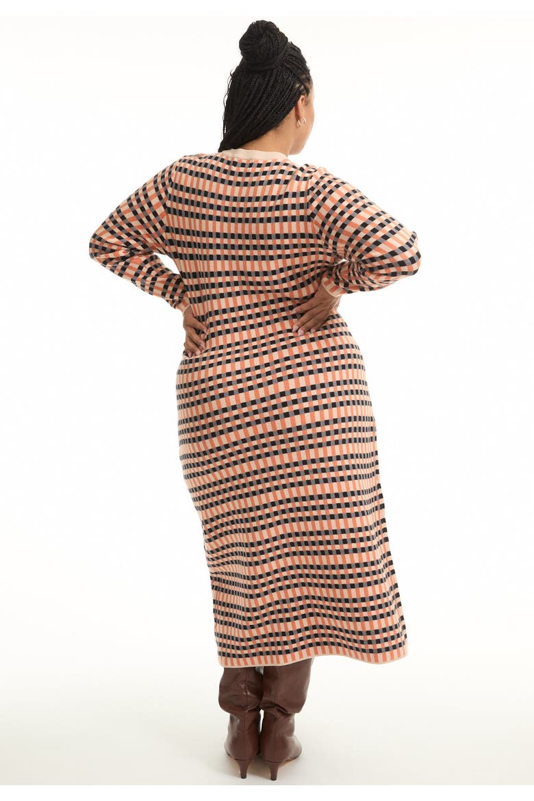 Faux Wrap Sweater Midi Dress, Alternate, color, PLAID