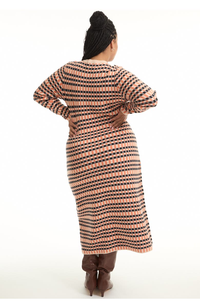 June + Vie Faux Wrap Sweater Midi Dress, Alternate, color, Plaid