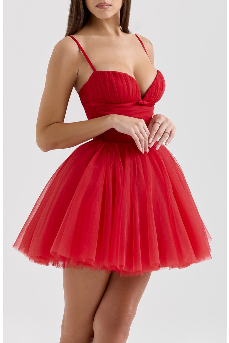 Princess Tulle Cocktail Minidress, Alternate, color, HAUTE RED