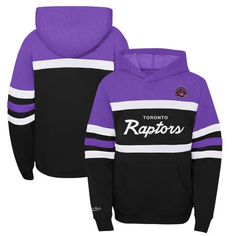 Youth Mitchell & Ness Purple/Heather Gray Toronto Raptors Hardwood Classics Head Coach Pullover Hoodie